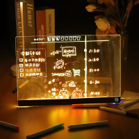 LED Acrylic Writing Board 30*20CM Multi Color Light Erasable Writing Message Board for Office Desk Kids Bedroom